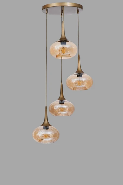 Lumexx ZARA 4 LÜ TEPSİLİ ESKİTME BAL CAMLI SARKIT - Resim 3
