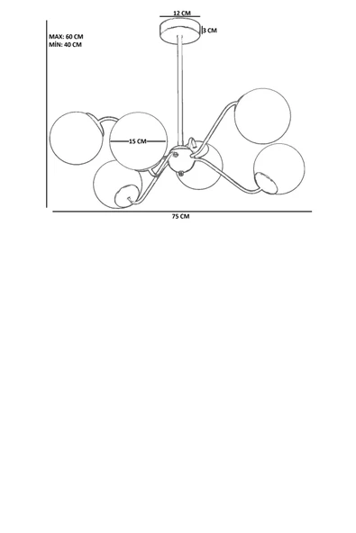 Lumexx YENİ AHTAPOT 6 LI SİYAH BEYAZ CAMLI AVİZE - Resim 4