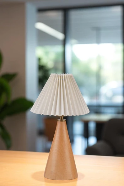 Lumexx JUNO NATUREL PİLELİ KREM ABAJURLU MASA LAMBASI - Resim 2