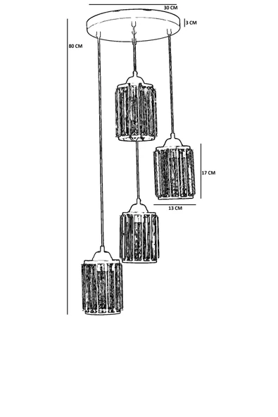 Lumexx HUGO 4 LÜ TEPSİLİ SİYAH SARKIT - Resim 4