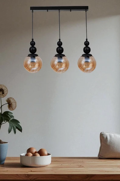 Lumexx YAREN 3 LÜ SIRALI SİYAH BAL CAMLI SARKIT ürün görseli