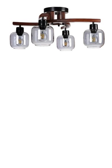 Lumexx WESTON 4 LÜ CEVİZ FÜME CAMLI PLOFONYER AVİZE - Resim 2