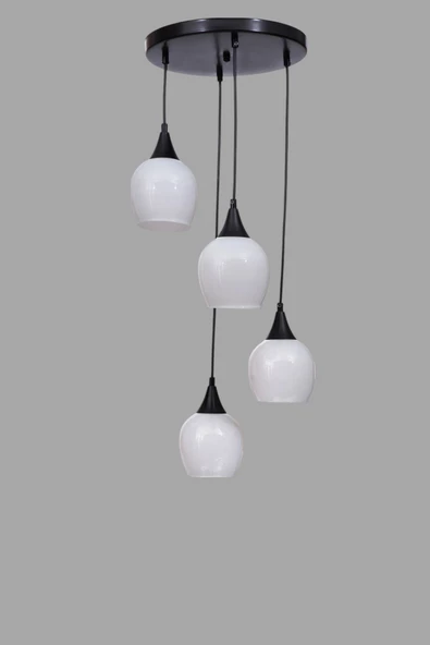 Lumexx ENZO 4 LÜ TEPSİLİ SİYAH BEYAZ CAMLI SARKIT - Resim 3