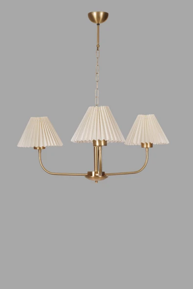 Lumexx APOLLO 3 LÜ ESKİTME PİLELİ KREM ABAJURLU AVİZE - Resim 3