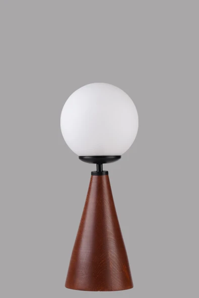 Lumexx JUNO CEVİZ BEYAZ CAMLI MASA LAMBASI - Resim 4