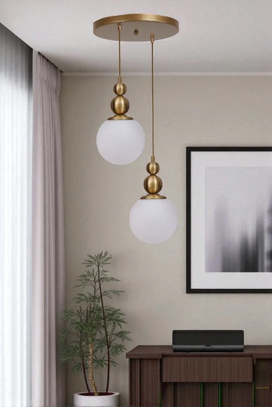 Lumexx YAREN 2 Lİ TEPSİLİ ESKİTME BEYAZ CAMLI SARKIT ürün görseli