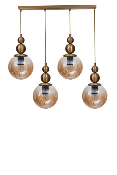 Lumexx YAREN 4 LÜ SIRALI ESKİTME BAL CAMLI SARKIT - Resim 2