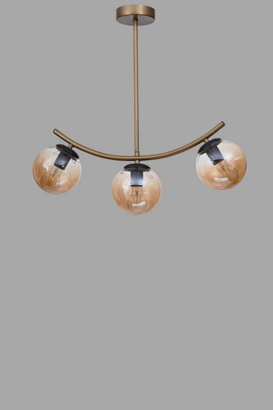 Lumexx VELVET 3 LÜ ESKİTME BAL CAMLI PLAFONYER AVİZE - Resim 3