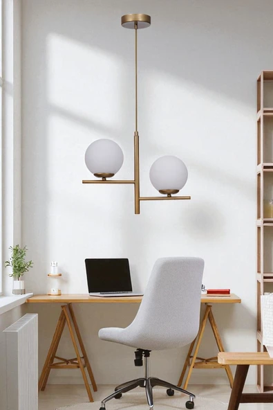 Lumexx TERRA 2 Lİ ESKİTME BEYAZ CAMLI AVİZE ürün görseli