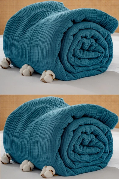 Rayme Textile Müslin Yatak Örtüsü Ultra Yumuşak Yüksek Kaliteli 4 Kat Muslin Pike (Tek Kişilik (240x280 cm) - Resim 4