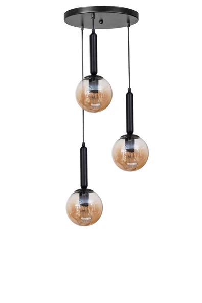 Lumexx SEZGİ 3 LÜ TEPSİLİ SİYAH BAL CAMLI SARKIT - Resim 2