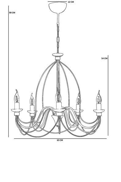 Lumexx BERFİN 5 Lİ GRİ RUSTİK AVİZE - Resim 4