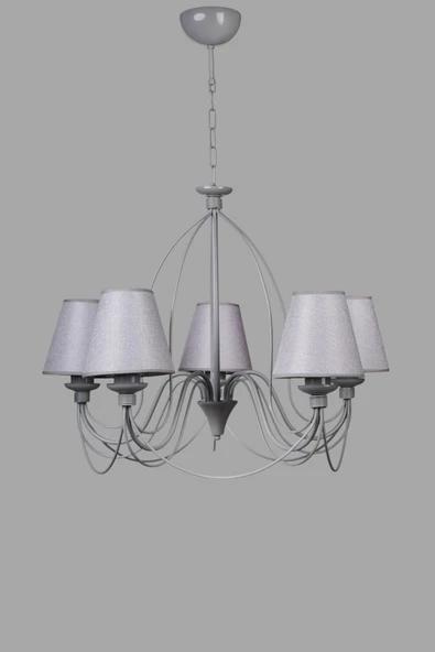 Lumexx BERFİN 5 Lİ GRİ HASIR GRİ ABAJRULU AVİZE - Resim 3