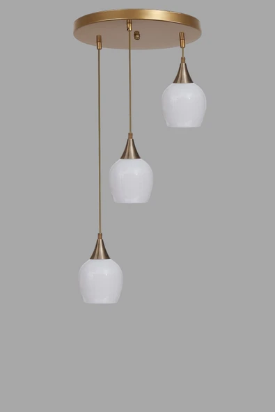 Lumexx ENZO 3 LÜ TEPSİLİ ESKİTME BEYAZ CAMLI SARKIT - Resim 3