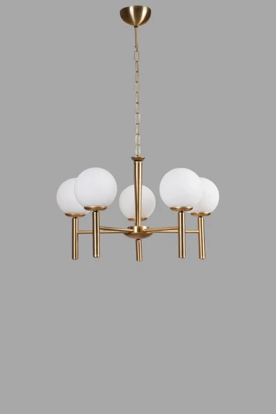 Lumexx LUKE 5 Lİ ESKİTME BEYAZ CAMLI AVİZE - Resim 3