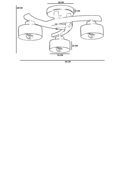 Lumexx WESTON 3 LÜ CEVİZ METAL BAŞLIKLI PLOFONYER AVİZE - Resim 4