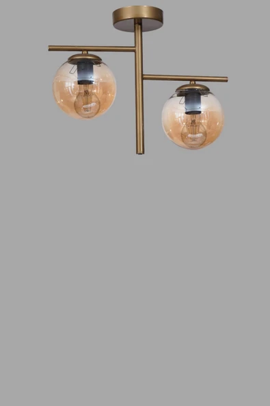 Lumexx TERRA 2 Lİ ESKİTME BAL CAMLI PLAFONYER AVİZE - Resim 3