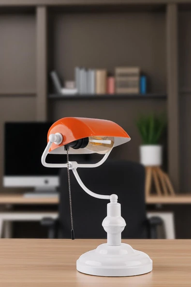 Lumexx BANKER BEYAZ-TURUNCU MASA LAMBASI ürün görseli