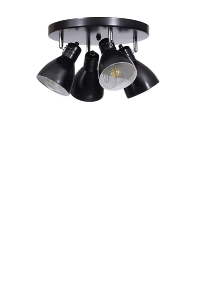 Lumexx OTİS 4 LÜ TEPSİLİ SİYAH PLAFONYER AVİZE - Resim 2