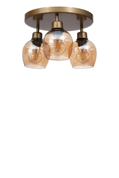 Lumexx ENZO 3 LÜ TEPSİLİ ESKİTME BAL CAMLI PLAFONYER AVİZE - Resim 2