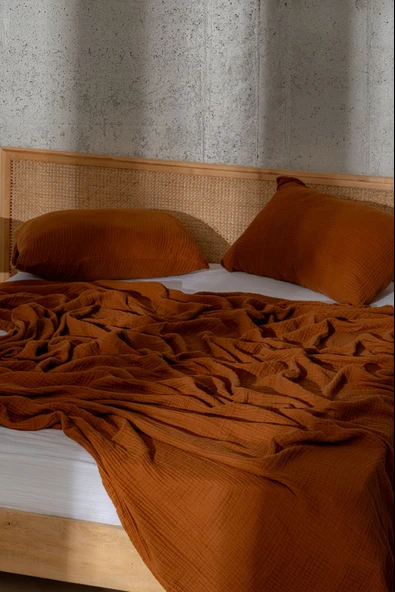 Rayme Textile Müslin Yatak Örtüsü Ultra Yumuşak Yüksek Kaliteli 4 Kat Muslin Pike (Tek Kişilik (240x280 cm) - Resim 4