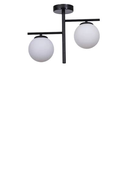 Lumexx TERRA 2 Lİ SİYAH BEYAZ CAMLI PLAFONYER AVİZE - Resim 2