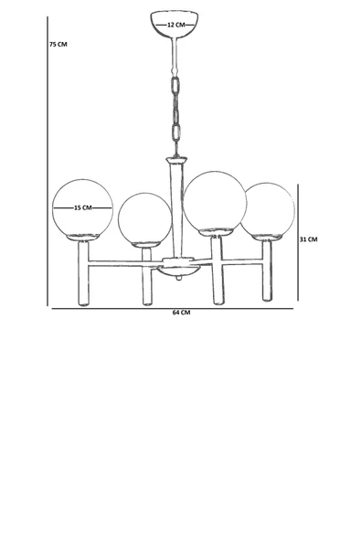 Lumexx LUKE 4 LÜ SİYAH FÜME CAMLI AVİZE - Resim 4