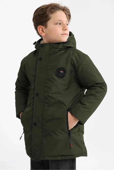 İçi Kürklü Su ve Rüzgar Geçirmez Erkek Çocuk Mont - Resim 3