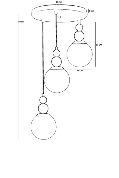 Lumexx YAREN 3 LÜ TEPSİLİ ESKİTME BAL CAMLI SARKIT - Resim 4