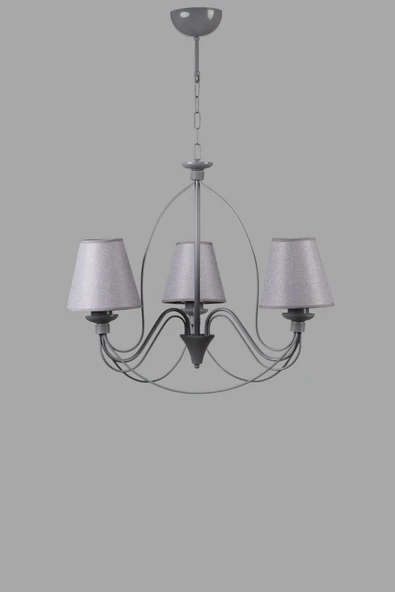 Lumexx BERFİN 3 LÜ GRİ HASIR GRİ ABAJRULU AVİZE - Resim 3