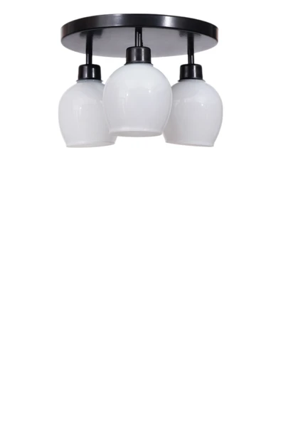 Lumexx ENZO 3 LÜ TEPSİLİ SİYAH BAL CAMLI PLAFONYER AVİZE - Resim 2