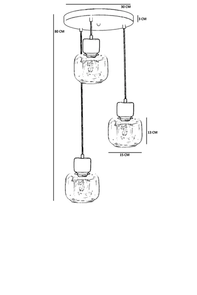 Lumexx LİDYA 3 LÜ TEPSİLİ SİYAH FÜME CAMLI SARKIT - Resim 4