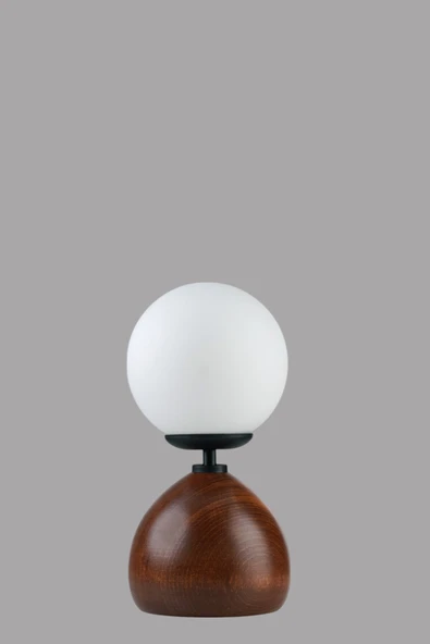 Lumexx CAMERON CEVİZ BEYAZ CAMLI MASA LAMBASI - Resim 3