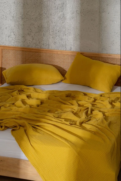 Rayme Textile Müslin Yatak Örtüsü Ultra Yumuşak Yüksek Kaliteli 4 Kat Muslin Pike (Tek Kişilik (240x280 cm) - Resim 5