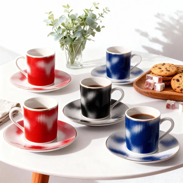 GÜRAL PORSELEN Camelia 12 Parça 6 Kişilik Kahve Fincan Takımı 62421 - Resim 2