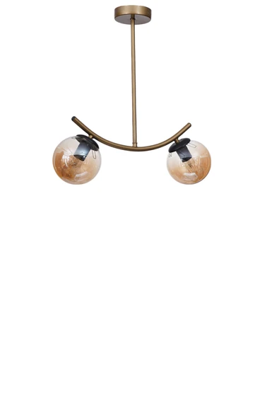 Lumexx VELVET 2 Lİ ESKİTME BAL CAMLI PLAFONYER AVİZE - Resim 2