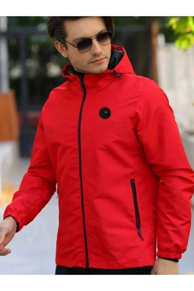 İçi Astarlı Su ve Rüzgar Geçirmez Erkek Cepli Yağmurluk - Resim 4