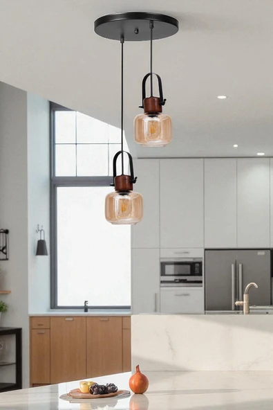 Lumexx MASAL 2 Lİ TEPSİLİ SİYAH BAL CAMLI SARKIT ürün görseli