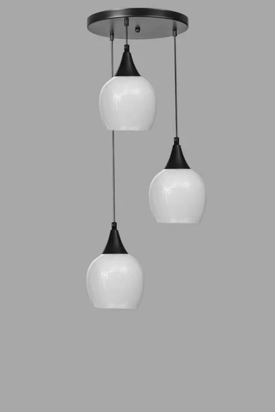 Lumexx ENZO 3 LÜ TEPSİLİ SİYAH BEYAZ CAMLI SARKIT - Resim 3