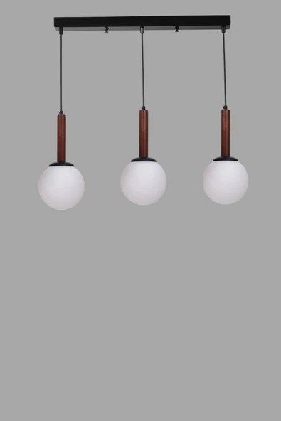 Lumexx IŞIL 3 LÜ SIRALI CEVİZ BEYAZ CAMLI SARKIT - Resim 3