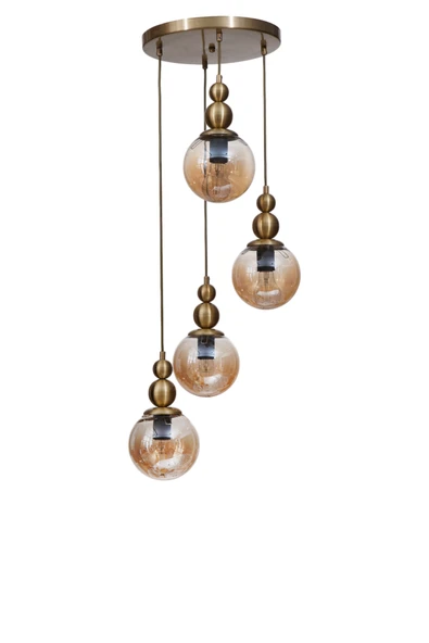 Lumexx YAREN 4 LÜ TEPSİLİ ESKİTME BAL CAMLI SARKIT - Resim 2