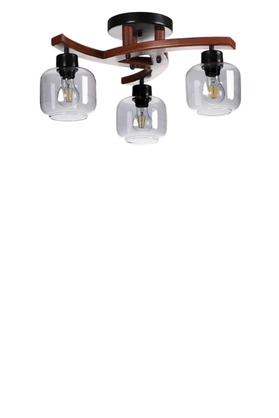 Lumexx WESTON 3 LÜ CEVİZ FÜME CAMLI PLOFONYER AVİZE - Resim 2