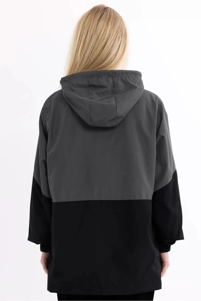 İçi Astarlı Su ve Rüzgar Geçirmez Cepli Kadın Yağmurluk - Resim 6