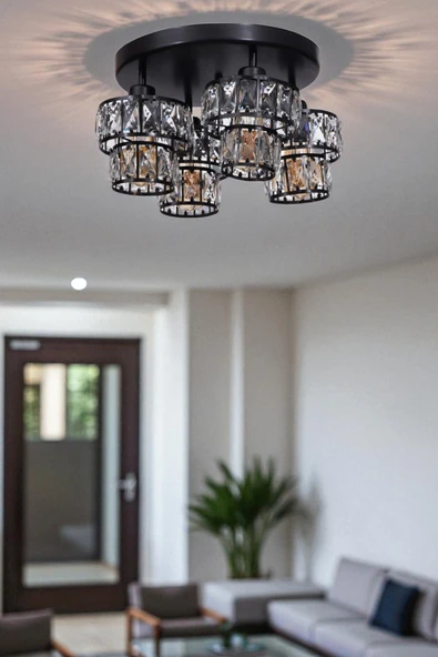 Lumexx LEO 4 LÜ TEPSİLİ SİYAH PLAFONYER AVİZE ürün görseli