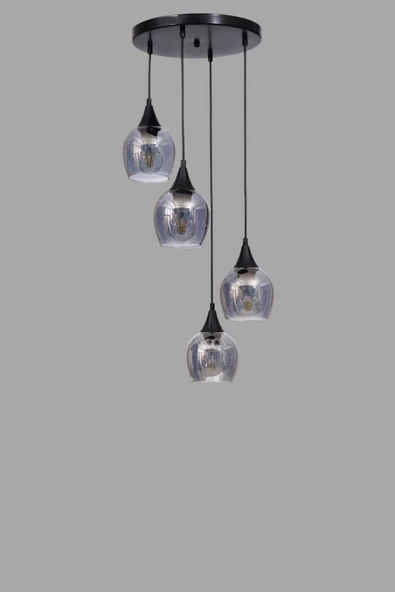 Lumexx ENZO 4 LÜ TEPSİLİ SİYAH FÜME CAMLI SARKIT - Resim 3