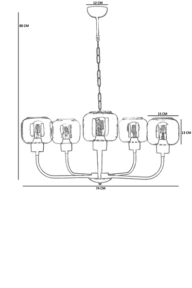 Lumexx APOLLO 5 Lİ ESKİTME BAL CAMLI AVİZE - Resim 4