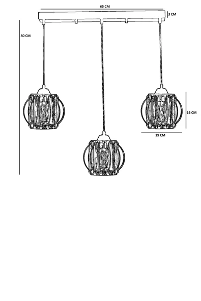 Lumexx OHRİD 3 LÜ SIRALI SİYAH SARKIT - Resim 4