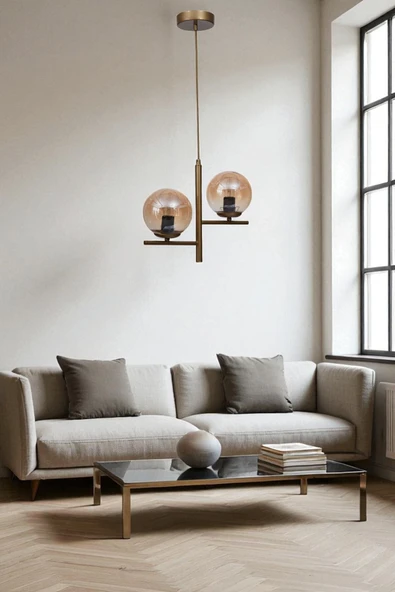 Lumexx TERRA 2 Lİ ESKİTME BAL CAMLI AVİZE ürün görseli