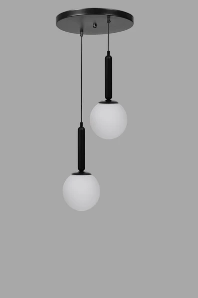 Lumexx SEZGİ 2 Lİ TEPSİLİ SİYAH BEYAZ CAMLI SARKIT - Resim 3