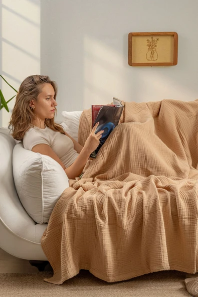 Rayme Textile Müslin Yatak Örtüsü Ultra Yumuşak Yüksek Kaliteli 4 Kat Muslin Pike (Tek Kişilik (240x280 cm) ürün görseli